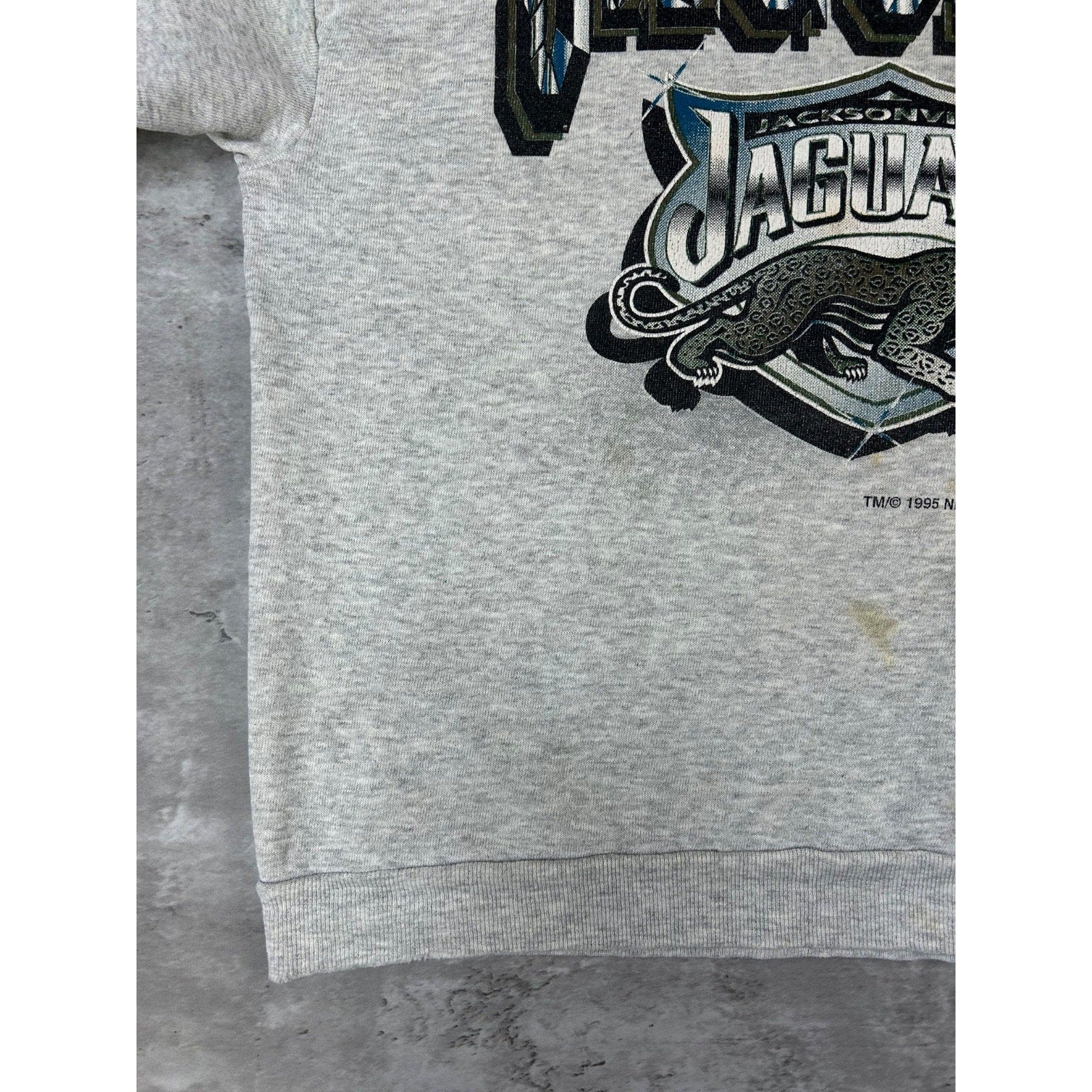 Vintage 1995 Jacksonville Jaguars NFL Graphic Spellout Logo Sweatshirt Sz Large