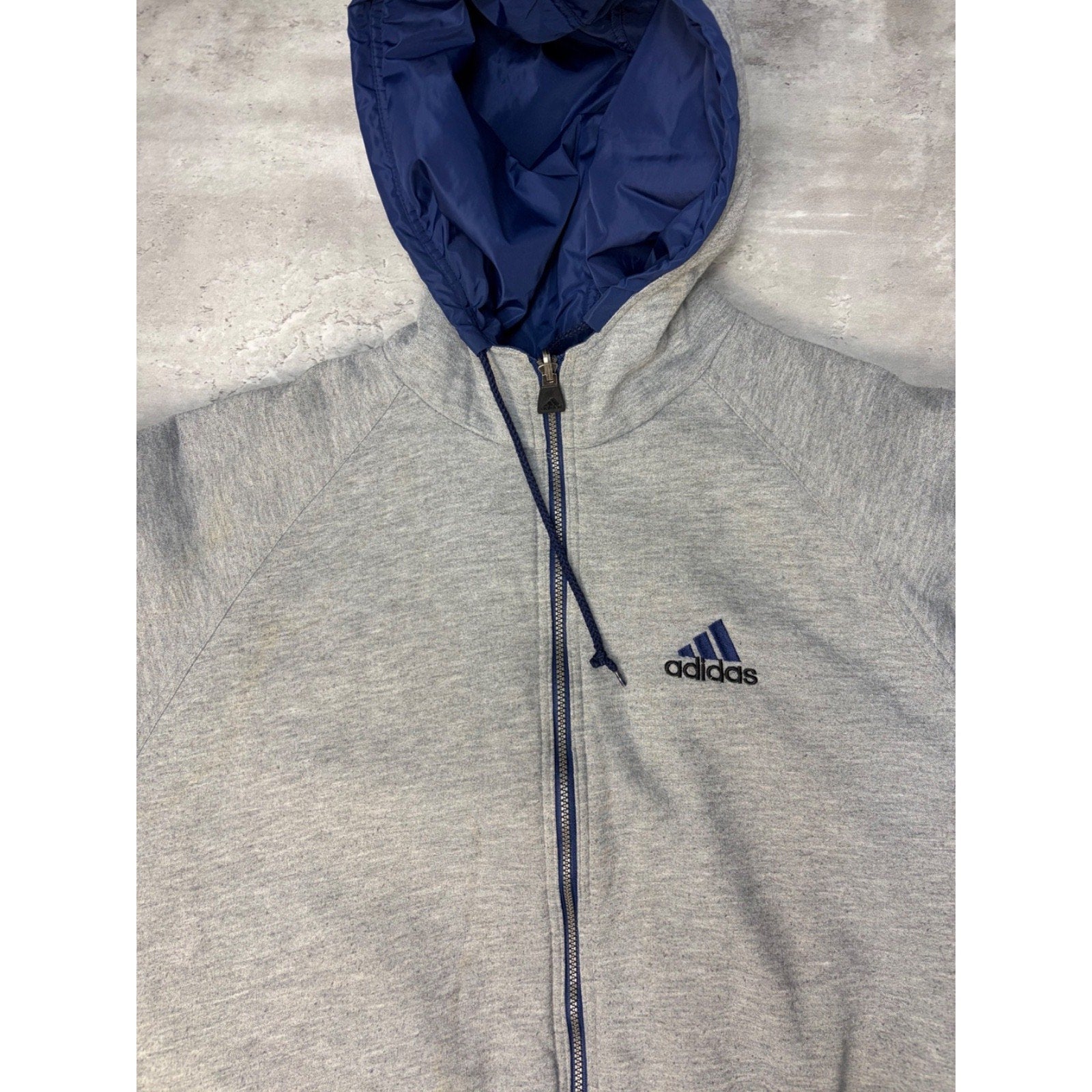 Vintage Adidas Reversible Full Zip Hooded Bomber Jacket Size XL