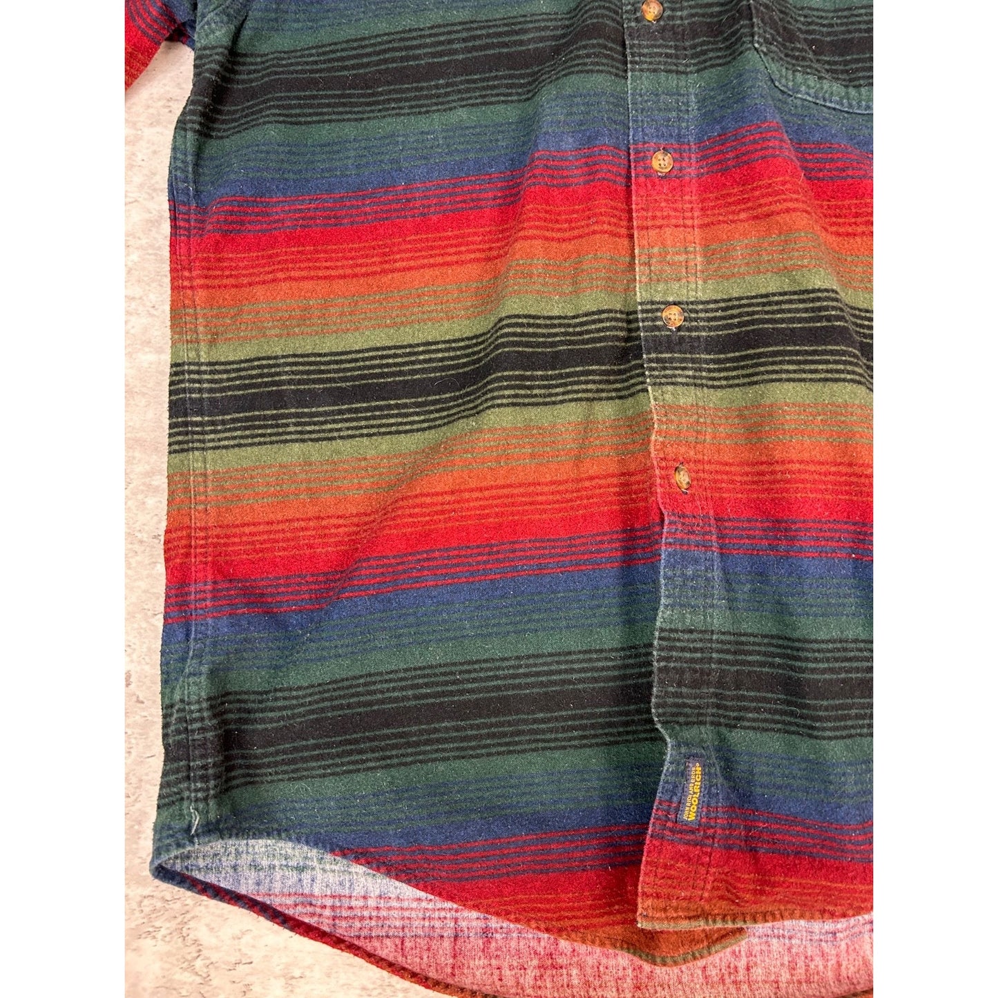 Vintage Woolrich Striped Flannel Long Sleeve Button Up Shirt Size Large