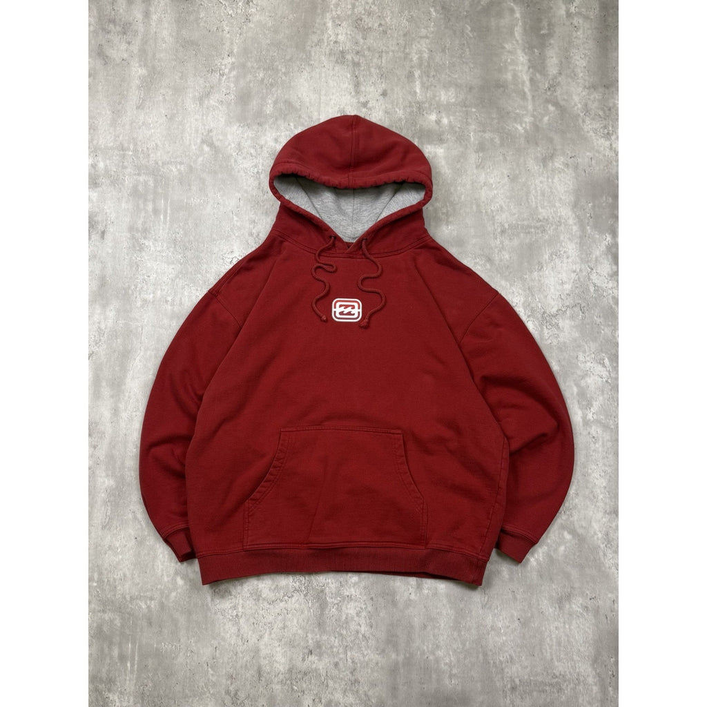 Vintage Y2K Billabong Middle Logo Pullover Hooded Red Sweatshirt Size Large