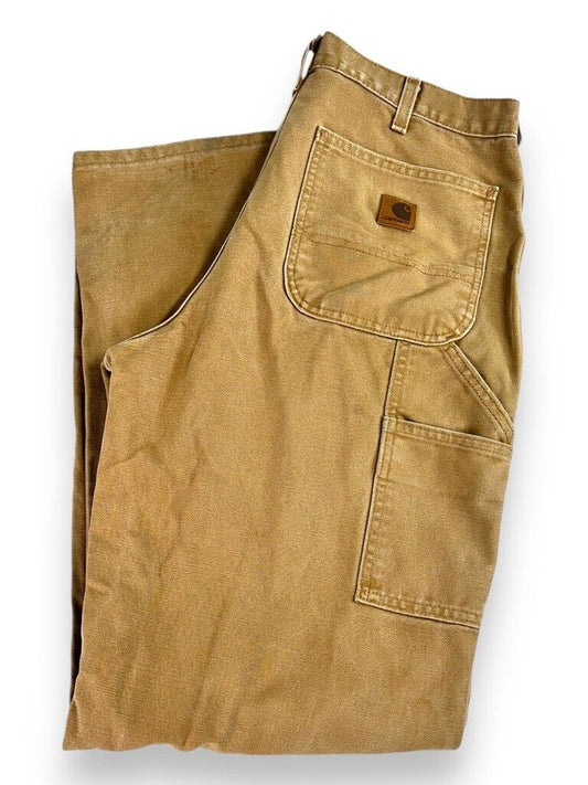 Vintage Carhartt Canvas Work Wear Carpenter Pants Size 32W Beige