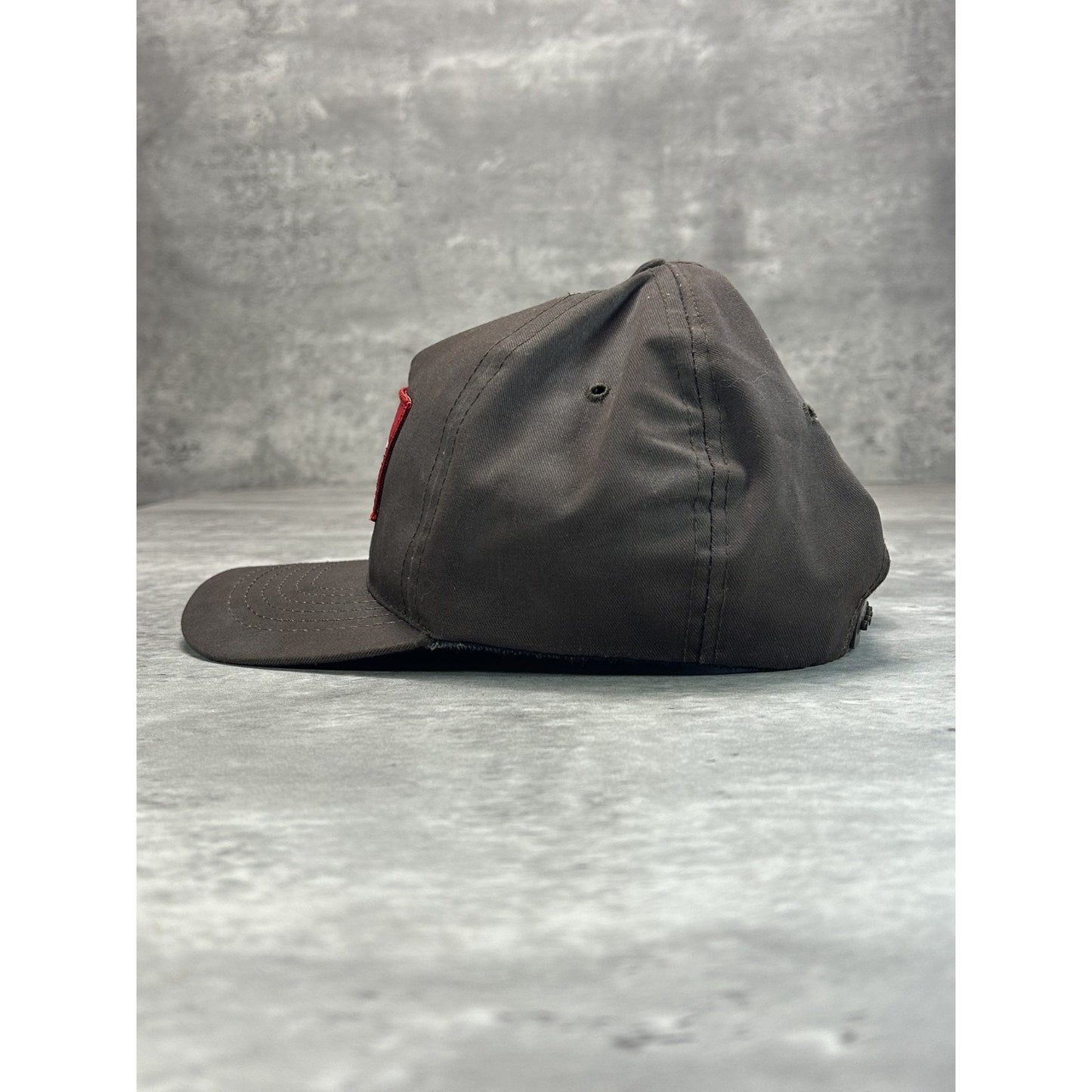 Vintage 80s/90s Stroehmann Embroidered Spellout Patch Snapback Hat OSFA Brown