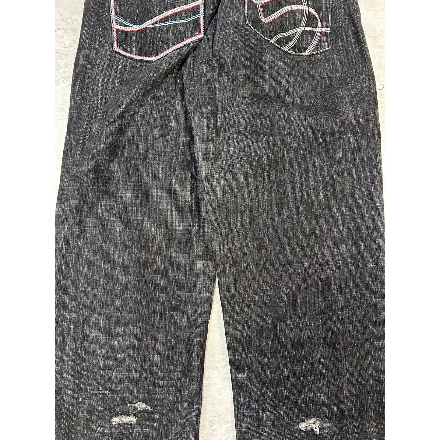 Vintage Y2K 5ive Jungle Black Wash Denim Embroidered Pocket Pants Size 33