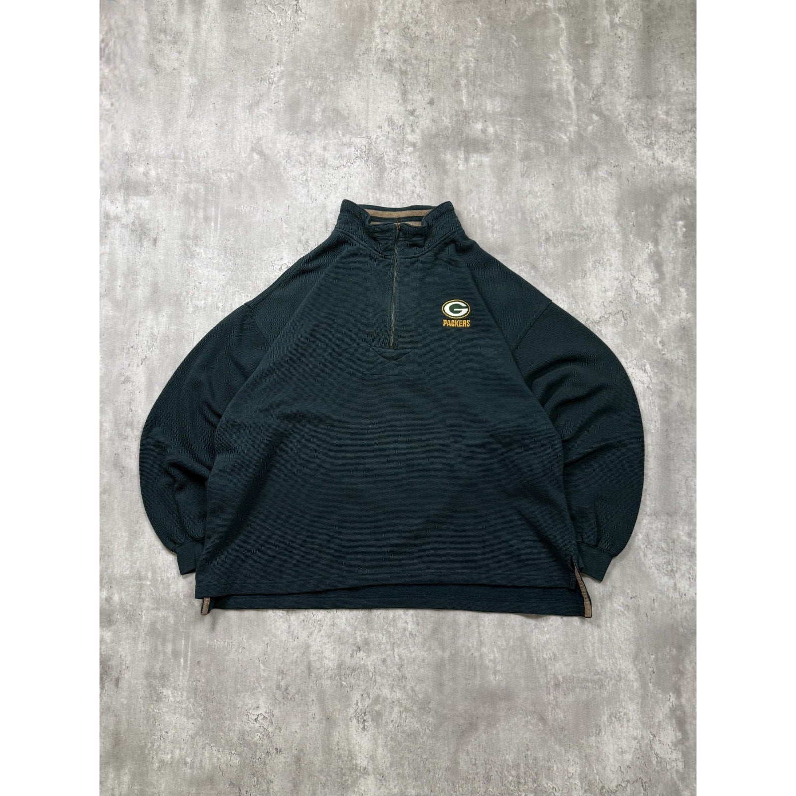 Vintage Green Bay Packers NFL Embroidered Logo 1/4 Zip Sweatshirt Size 2XL