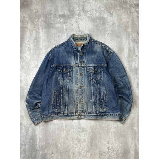 Vintage 90s Levis Red Tab Dark Wash Type 3 Denim Trucker Jacket Size 2XL