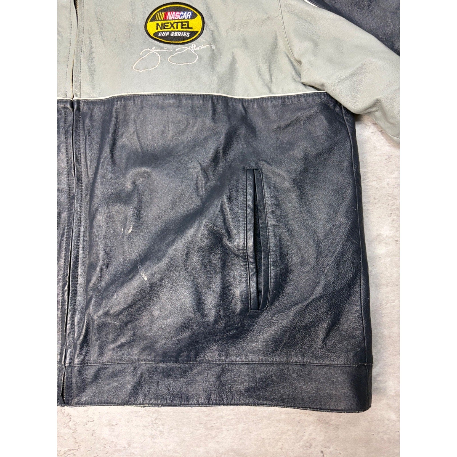 Vintage Jimmie Johnson #48 Nascar Embroidered Leather Race Jacket Size 2XL