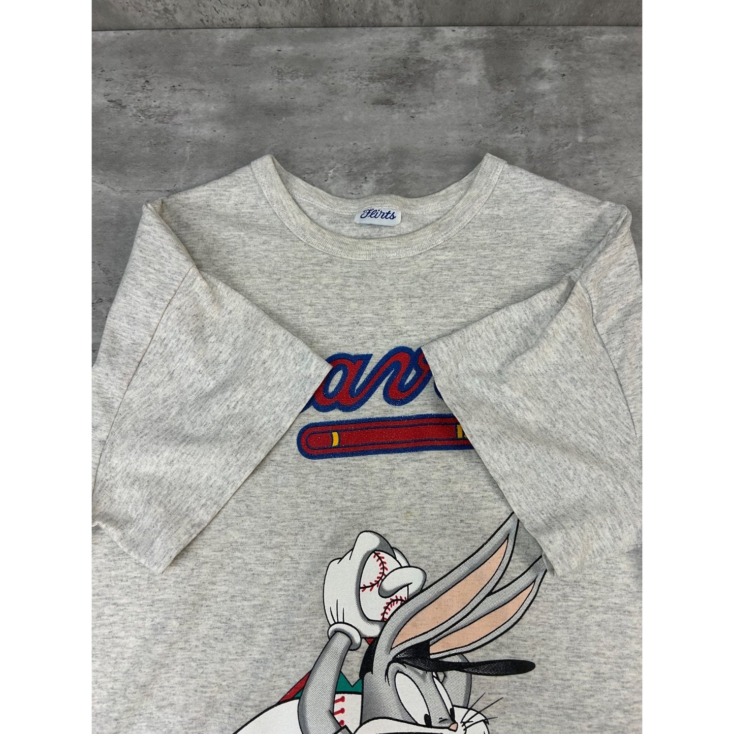 Vintage 90s Atlanta Braves MLB Looney Tunes Bugs Bunny Long T-Shirt Size XL