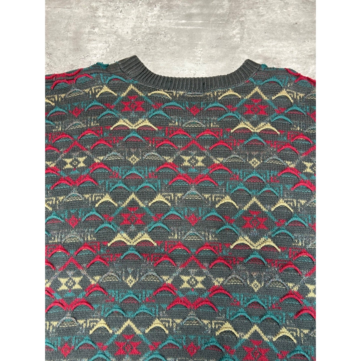 Vintage 90s John Weitz Abstract 3D Knit Pullover Sweater Size Large