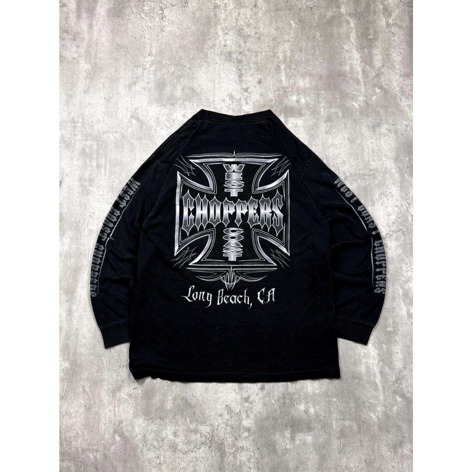 Vintage Y2K West Coast Choppers Sleeve Spellout Long Sleeve T-Shirt Size Large