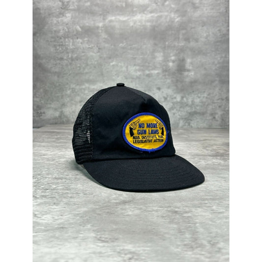 Vintage 80s No More Gun Laws Embroidered Patch Trucker Snapback Hat OSFA
