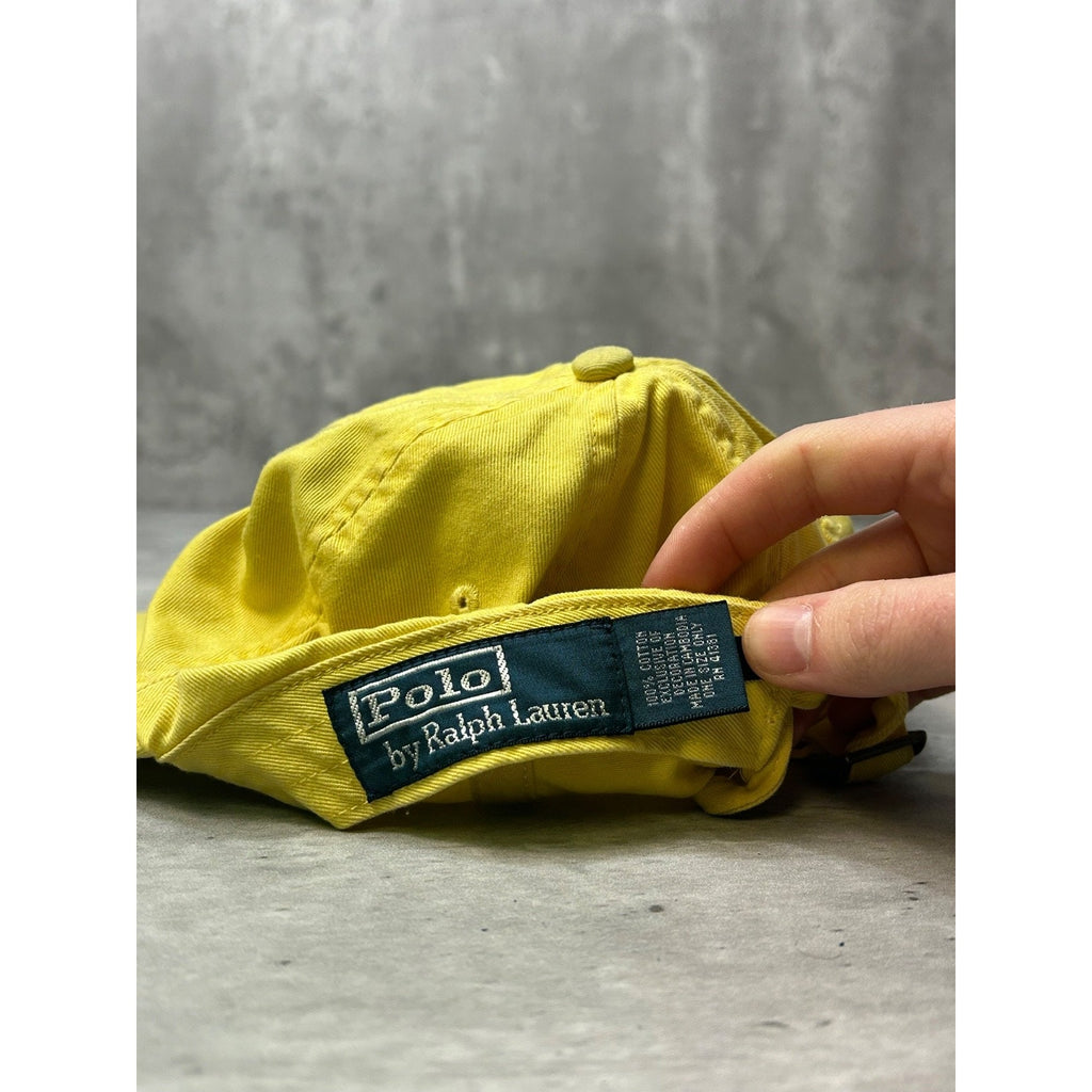 Vintage Polo Ralph Lauren Embroidered Pony Yellow Strapback Hat OSFA