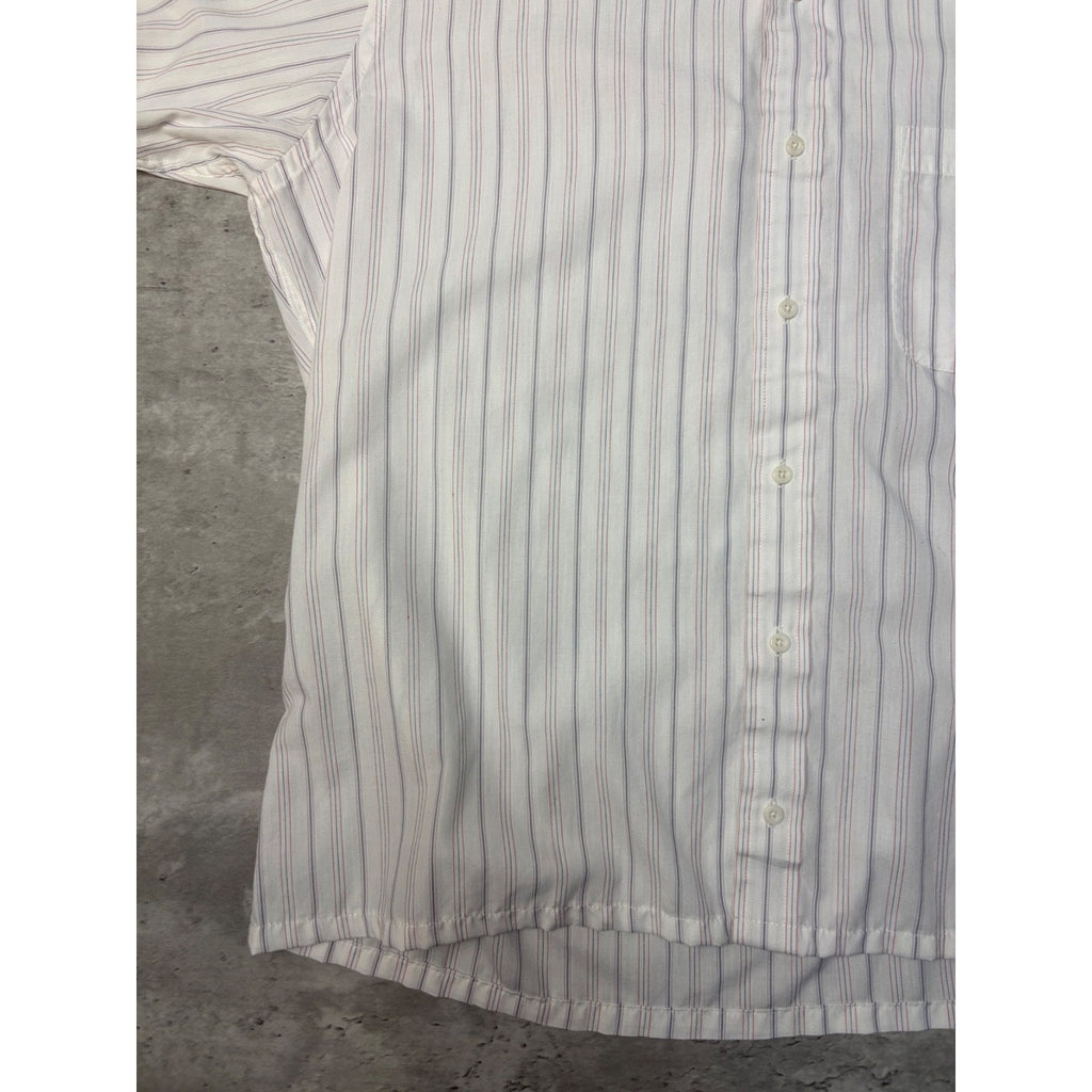 Stafford Striped Single Pocket Reworked Cropped Button Up Shirt Size Large