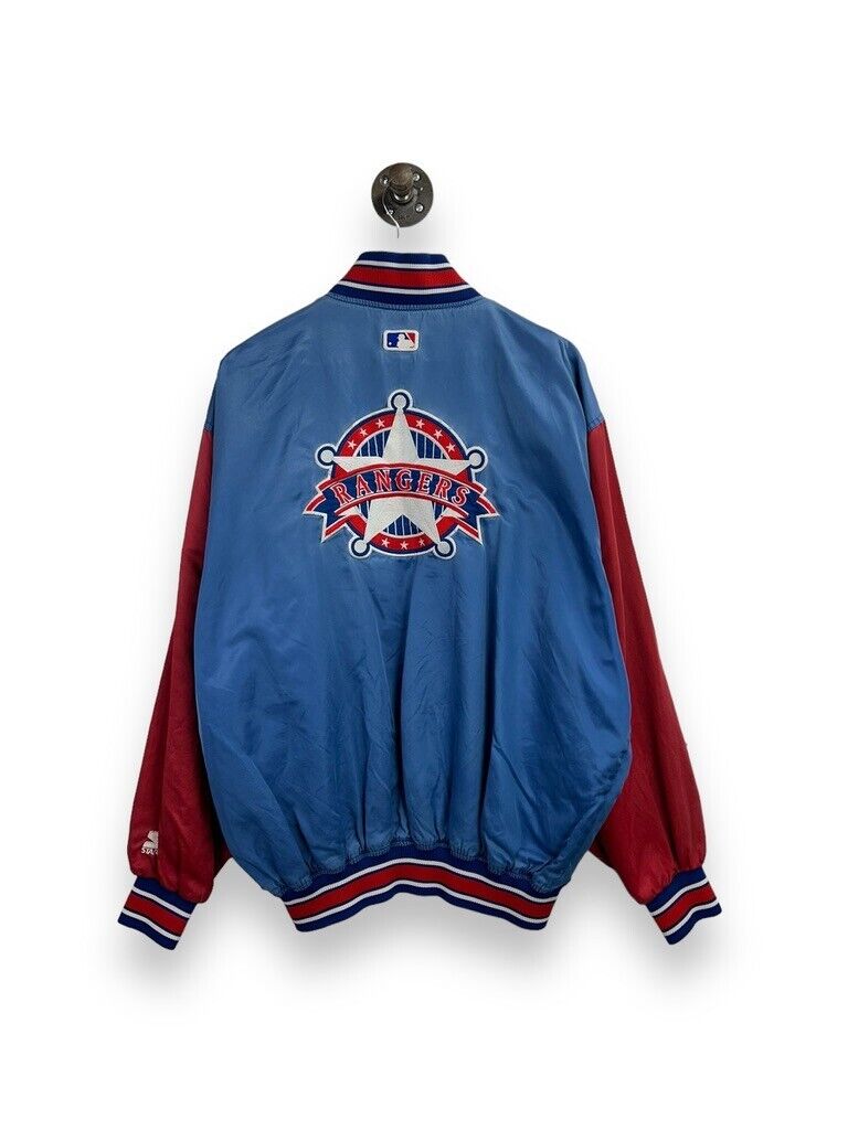 Vintage 90s Texas Rangers MLB Embroidered Starter Bomber Jacket Size XL