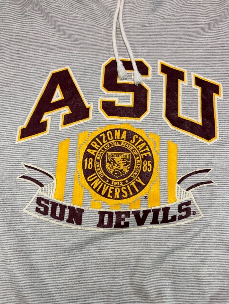 Vintage Arizona Sun Devils NCAA Collegiate Crest Striped Sweatshirt Size Medium