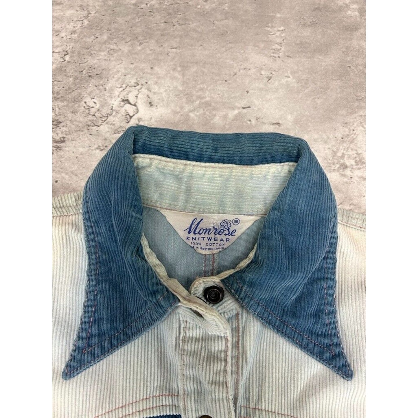 Vintage 1970s Monrose Knitwear Corduroy Pattern Button Up Shirt Size Medium