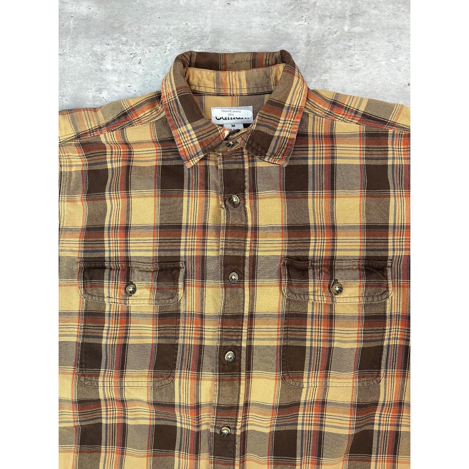 Vintage Carhartt Plaid Double Pocket Workwear Long Sleeve Button Up Shirt Medium