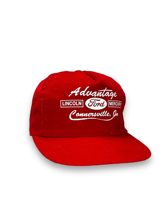 Vintage 80s Advantage Ford Corduroy Snapback Hat OSFA Red