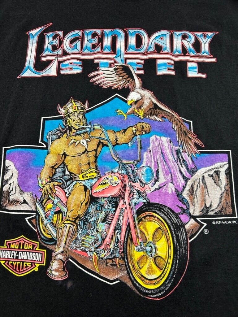 Vintage 90s Harley Davidson Legendary Steel Funwear Barbarian T-Shirt Size XL