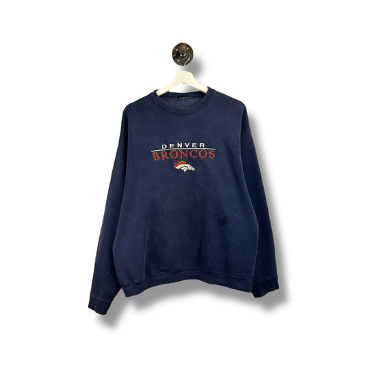 Vintage Denver Broncos NFL Embroidered Spell Out Sweatshirt Size Large