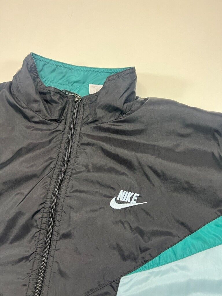 Vintage 90s Nike Embroidered Logo Swoosh Full Zip Nylon Windbreaker Jacket Sz M