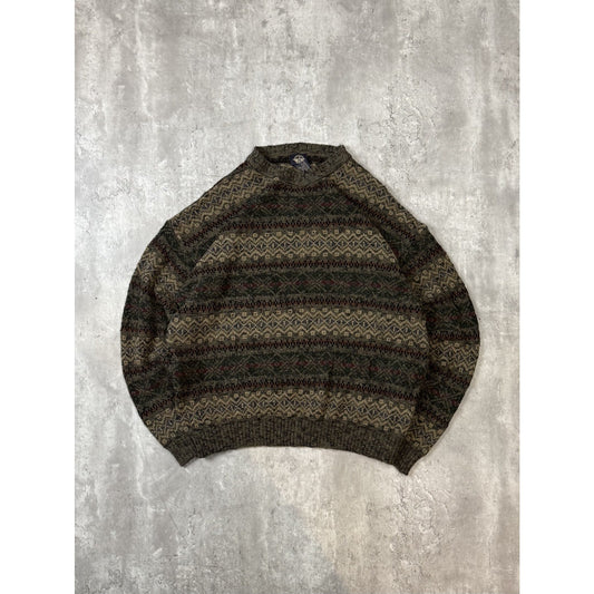 Vintage 90s Dockers Striped Print Pullover Knit Sweater Size XL