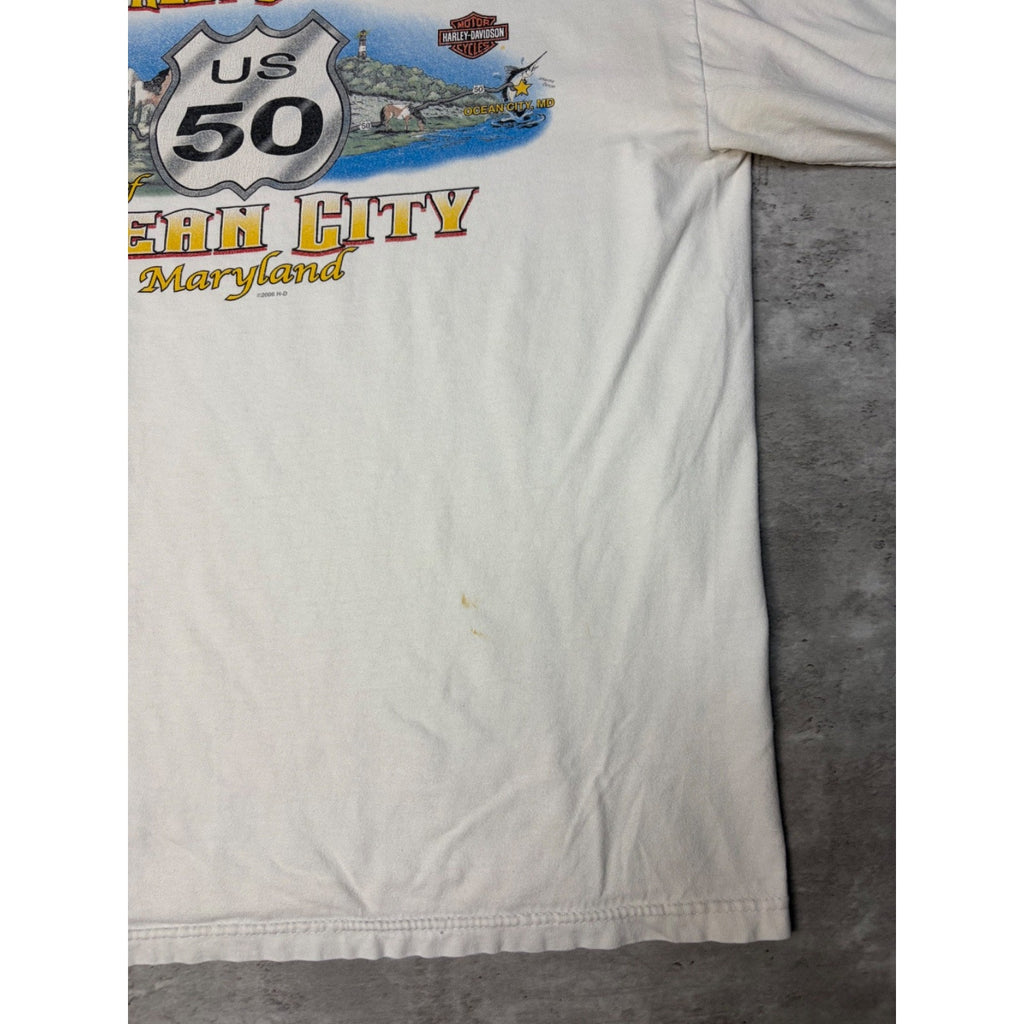 Vintage 2007 Harley Davidson Flame Graphic Spellout Long Sleeve T-Shirt Sz Large