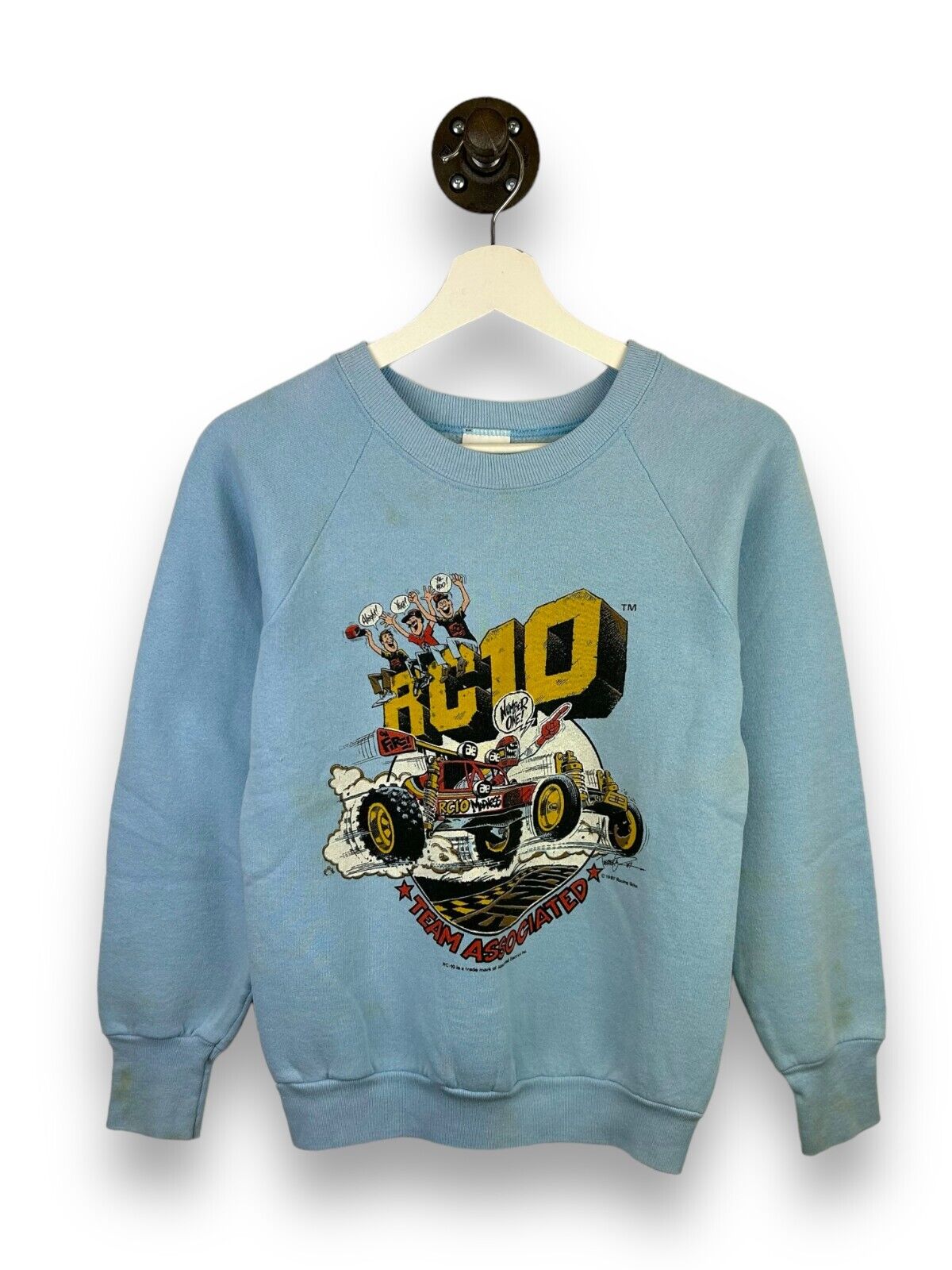 Vintage 1987 RC10 Team Associated Buggy Gold Pan Racing Sweatshirt Size Small 80s