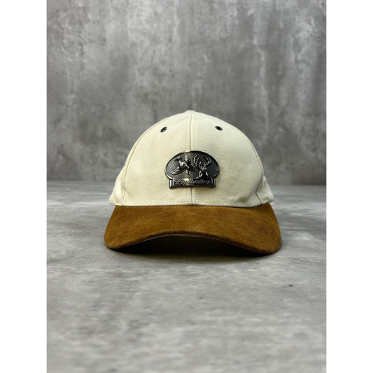 Vintage 90s Budweiser Hunting Metallic Logo Beer Promo Strapback Hat OSFA