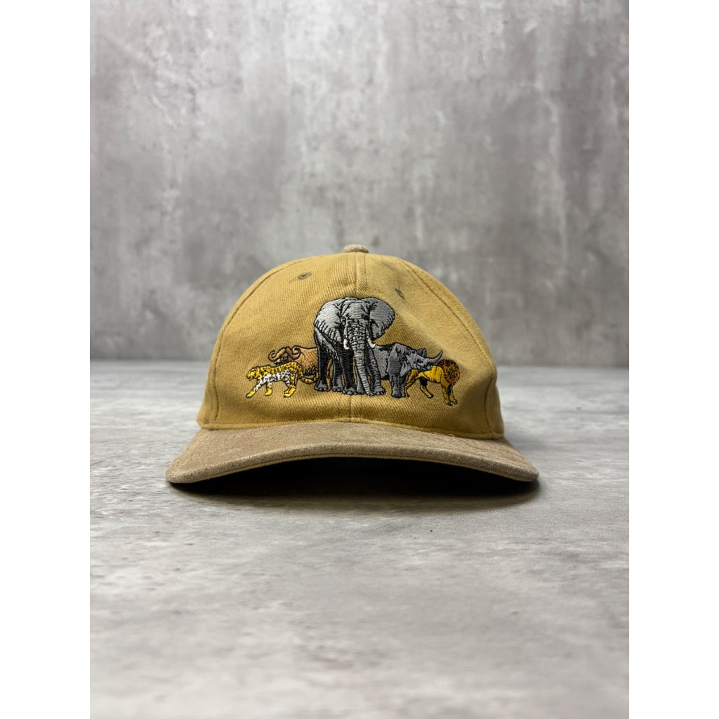 Vintage Safari Animal Out Of Africa Embroidered Strapback Hat OSFA