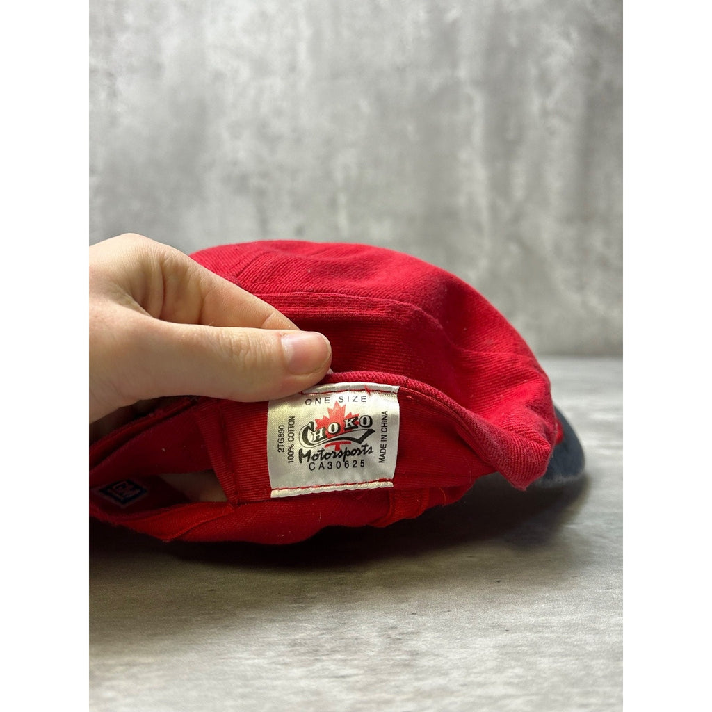 Vintage 90s GMC Embroidered Spellout Red Strapback Hat OSFA