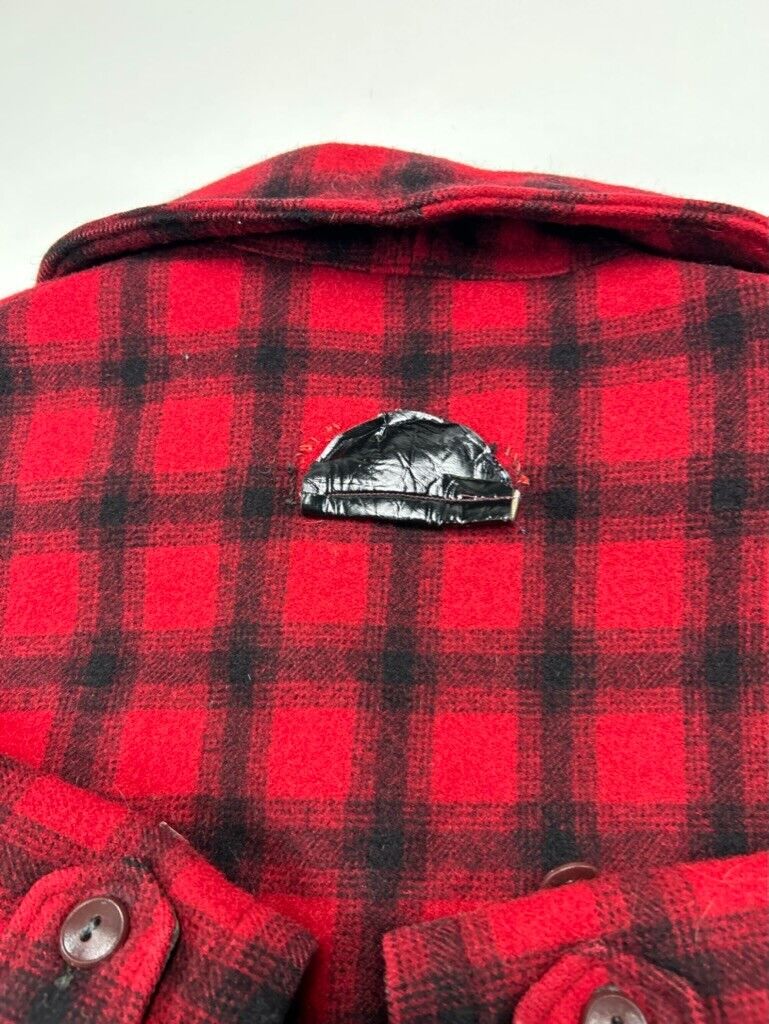 Vintage 80s Woolrich Buffalo Plaid Full Zip Mackinaw Hunting Jacket Size Large