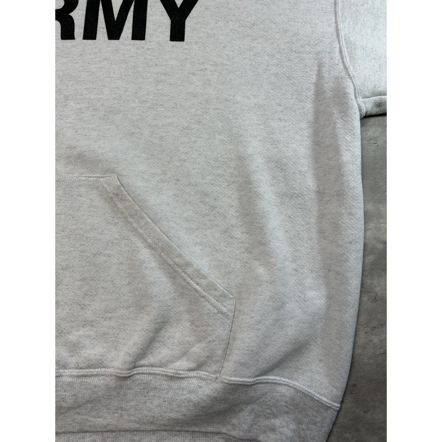 Vintage 90s US Army Graphic Spellout Pullover Hooded Sweatshirt Size XL Gray