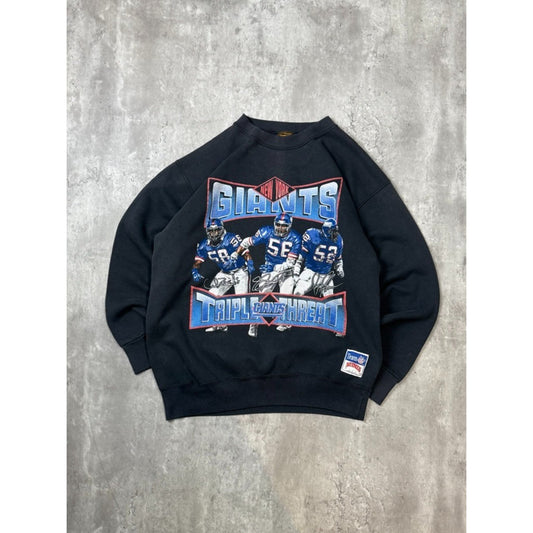 Vintage 90s New York Giants NFL Triple Threat Player Graphic Sweatshirt Size L