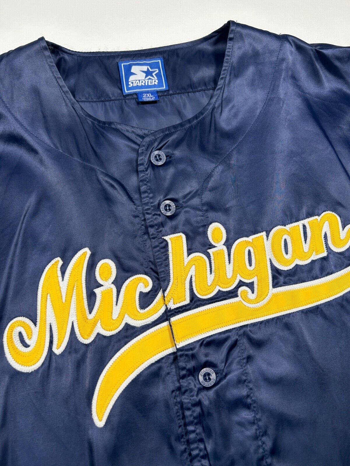 Vintage 90s Michigan Wolverines NCAA Warm Up Shooting Starter Jersey Size 2XL