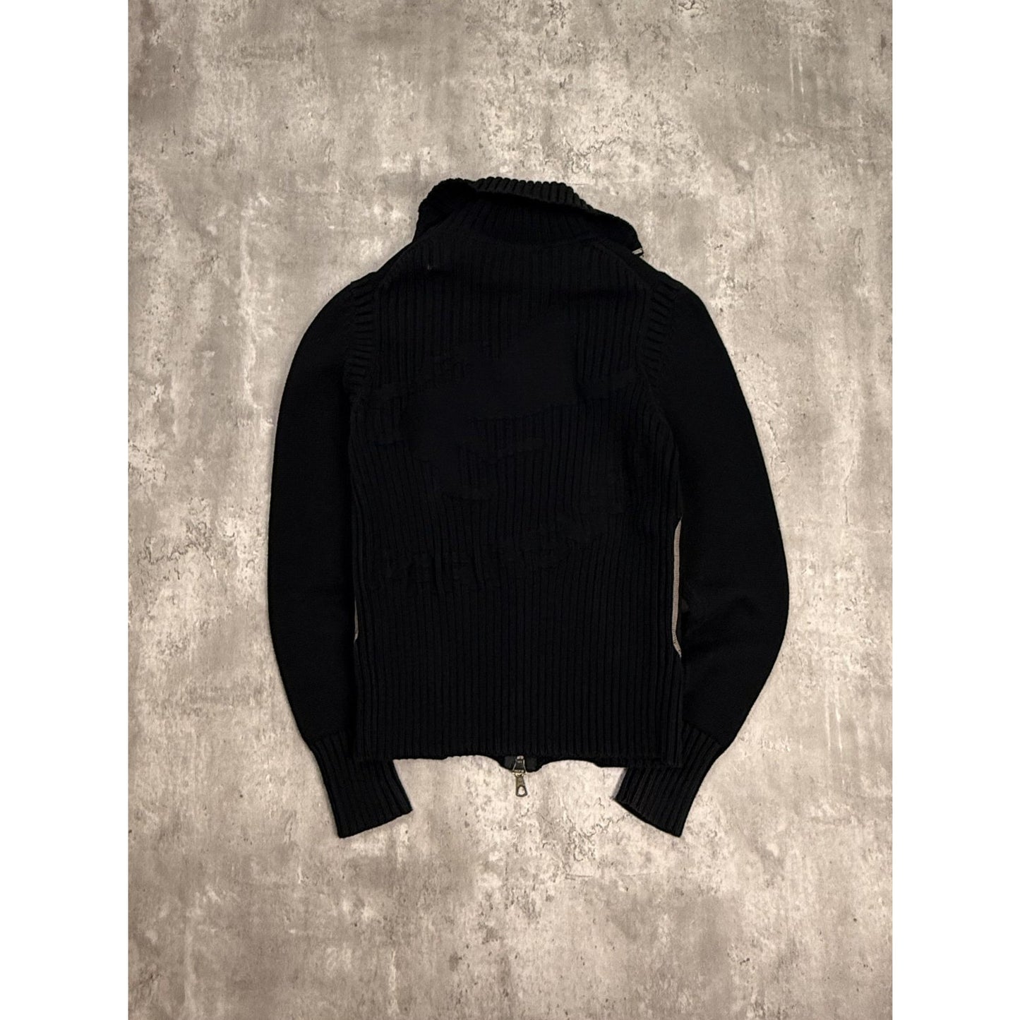 Vintage Parasuco Contrast Stitch Full Zip Collared Knit Sweater Size Small