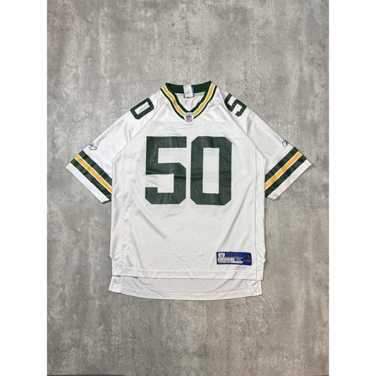 Vintage A.J. Hawk #50 Green Bay Packers NFL Reebok Football Jersey Size Medium