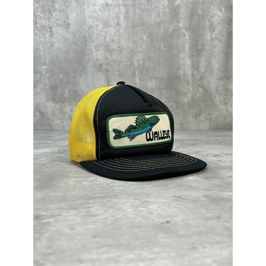 Vintage 80s/90s Walleye Embroidered Patch Fishing Trucker Snapback Hat OSFA