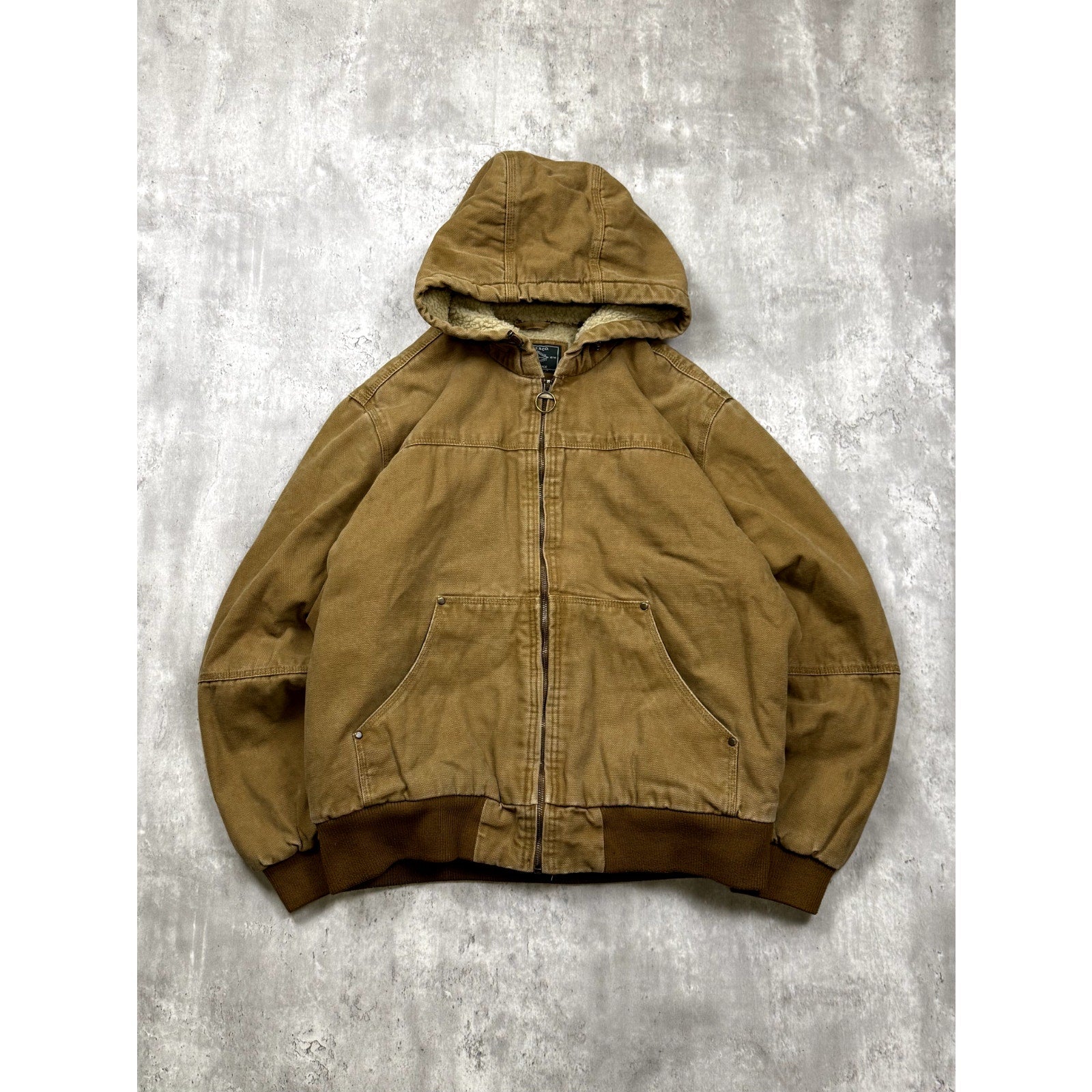 Vintage G.H Bass & Co Sherpa Lined Hooded Workwear Bomber Jacket Size Large