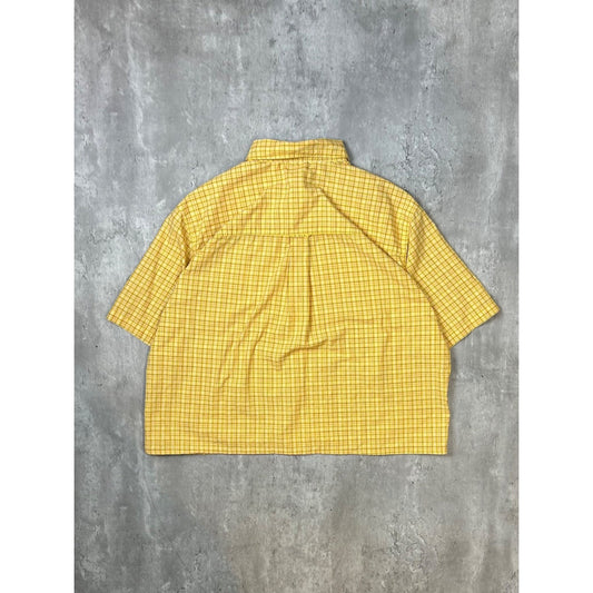 Vintage Chaps Ralph Lauren Plaid Cropped Short Sleeve Button Up Shirt Size XL