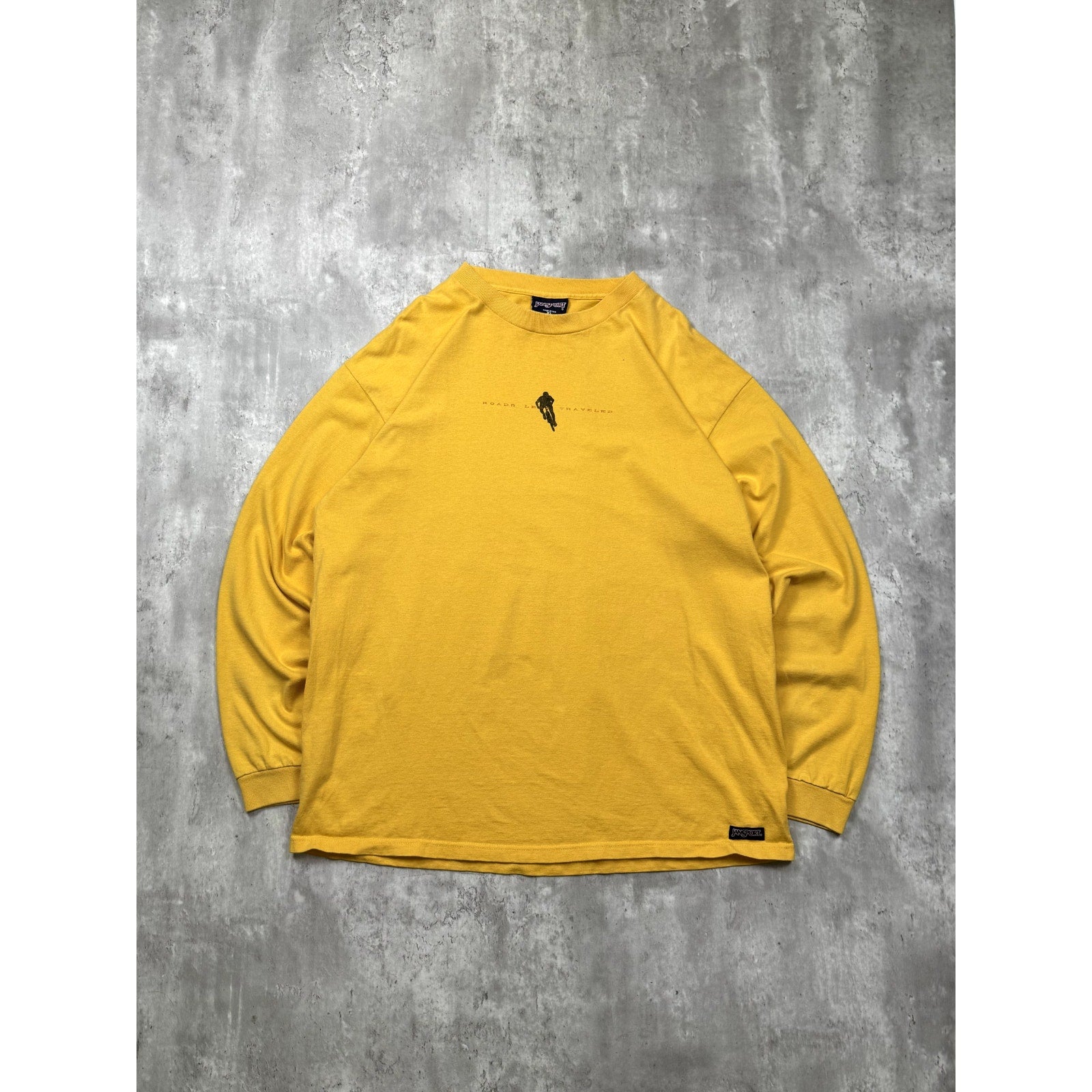 Vintage Roads Less Traveled Spellout Graphic Long Sleeve T-Shirt Size XL