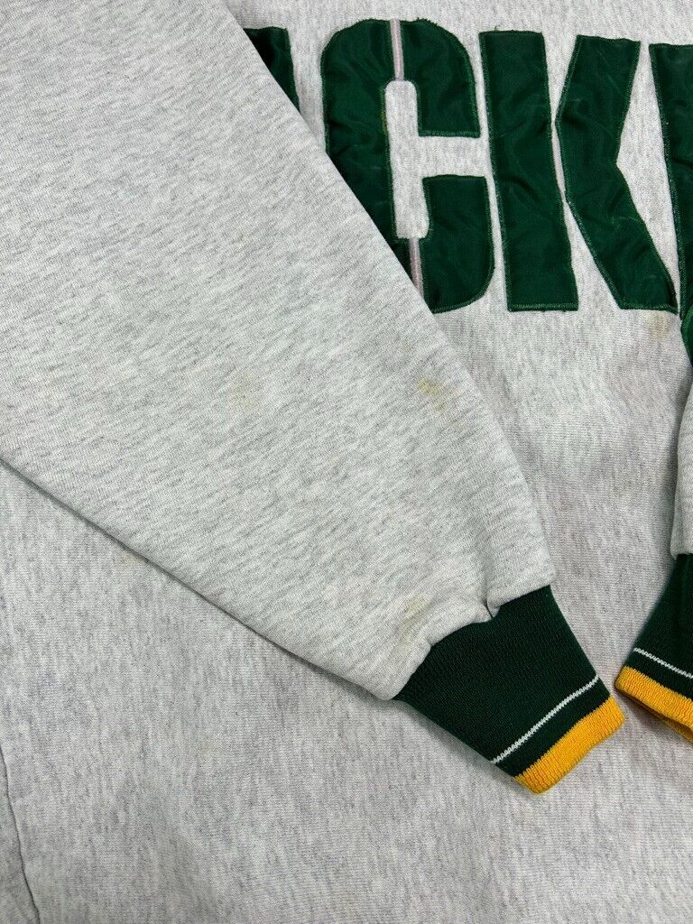 Vintage 90s Green Bay Packers NFL Big Spellout Football Sweatshirt Size XL Gray