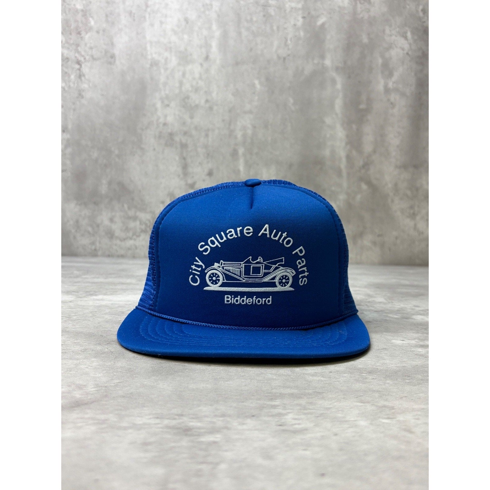 Vintage 80s City Square Auto Parts Graphic Trucker Snapback Hat OSFA