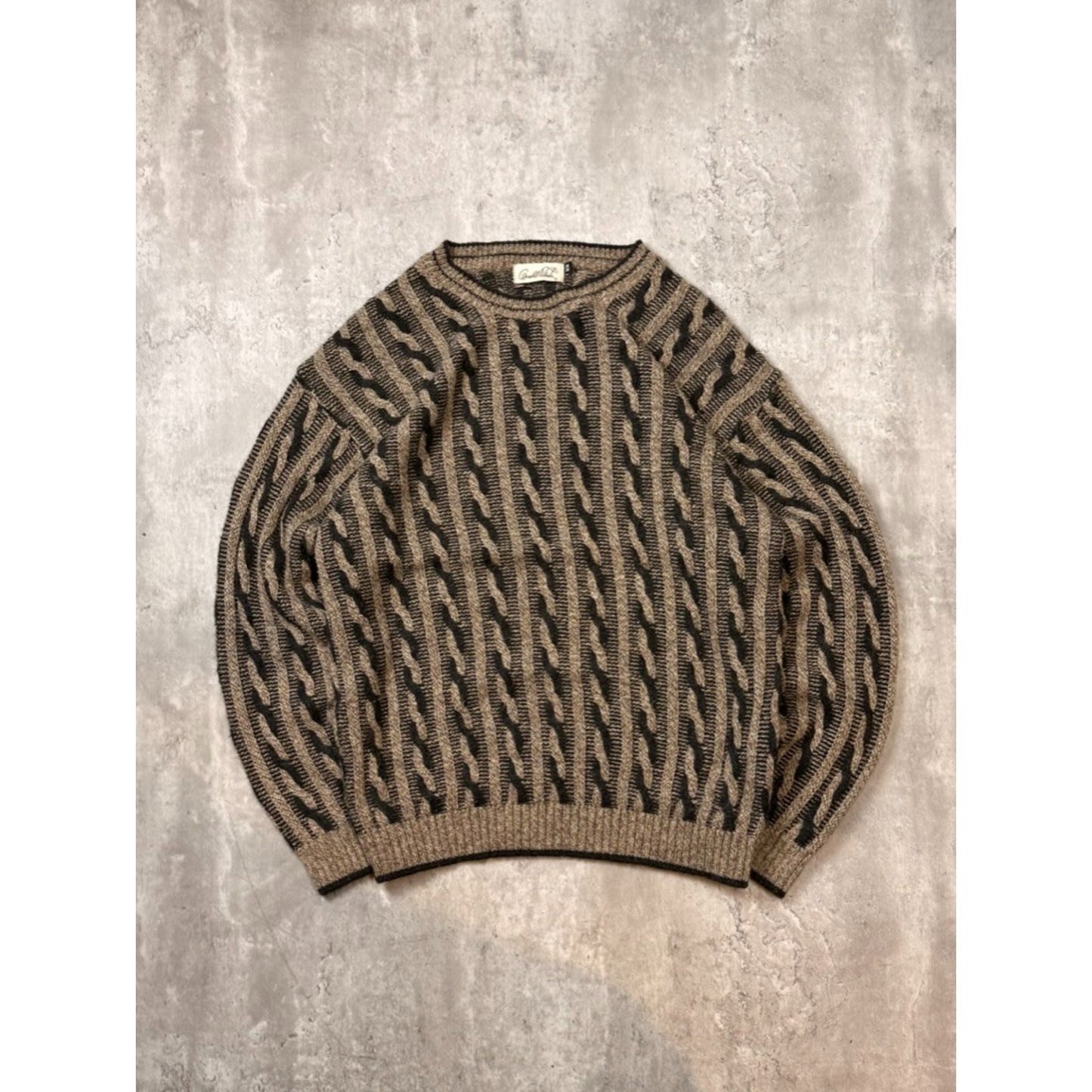 Vintage 90s Arnold Palmer Earth Tone Cable Knit Style Sweater Size Medium