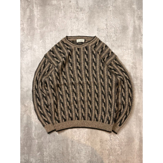 Vintage 90s Arnold Palmer Earth Tone Cable Knit Style Sweater Size Medium