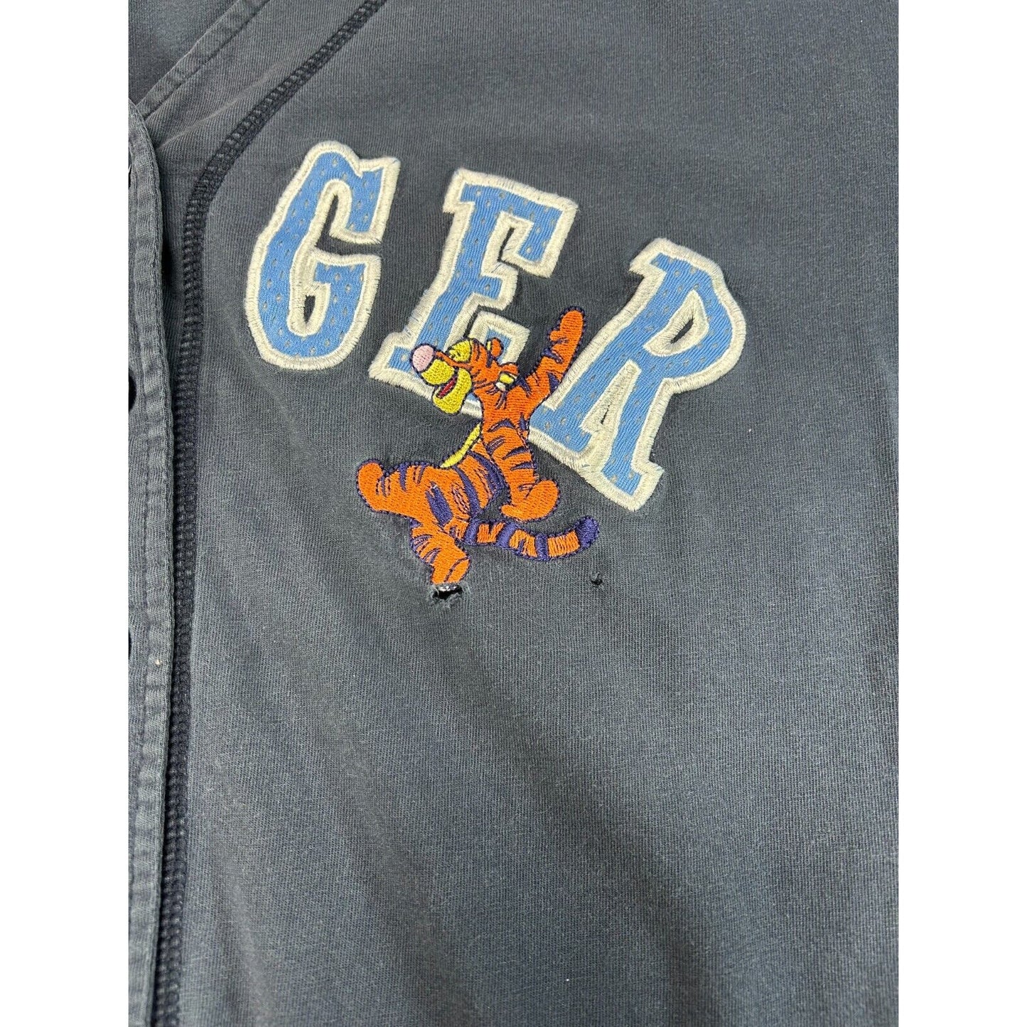 Vintage 90s Disney Tigger Embroidered Spellout Baseball Jersey Size 2XL Blue