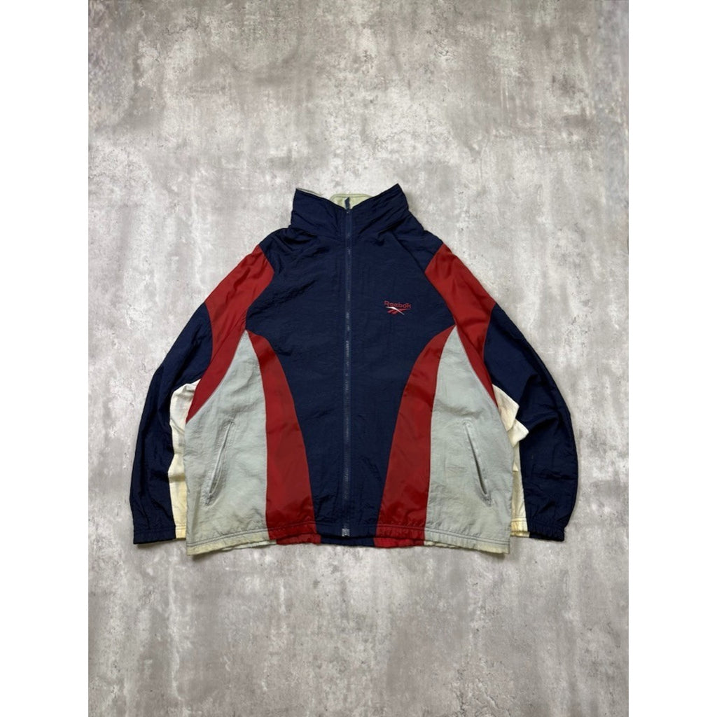 Vintage 90s Reebok Embroidered Logo Nylon Windbreaker Jacket Size Large