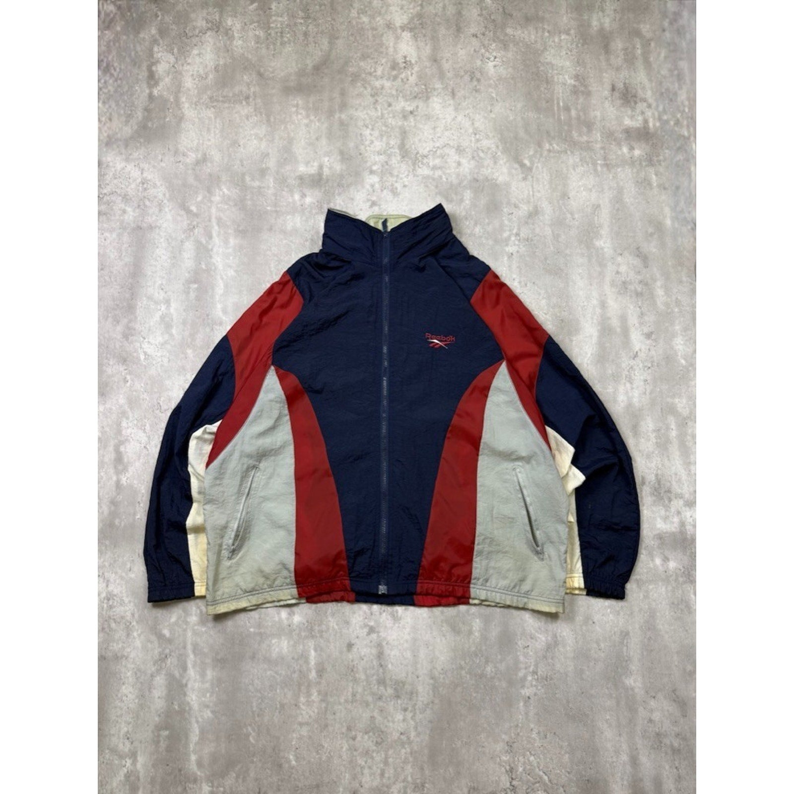 Vintage 90s Reebok Embroidered Logo Nylon Windbreaker Jacket Size Large