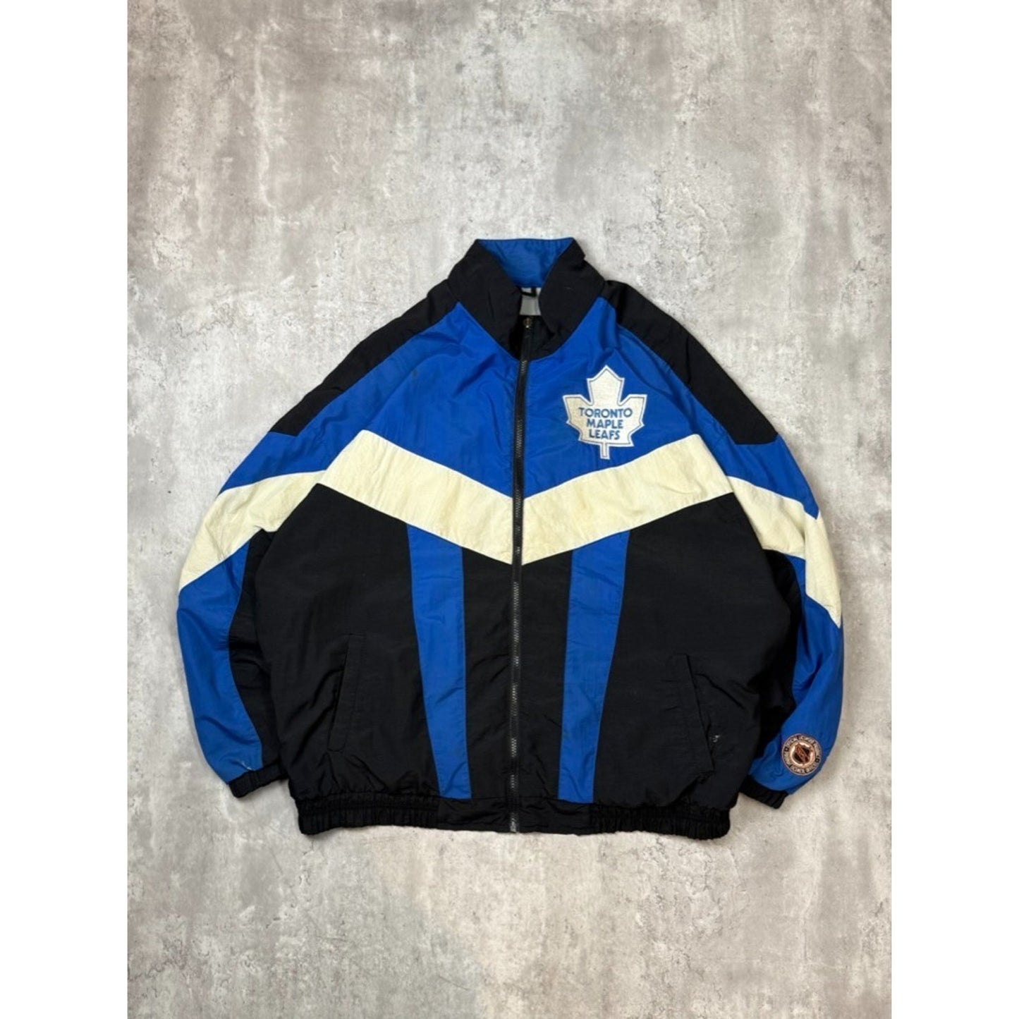 Vintage 90s Toronto Maple Leafs NFL Embroidered Nylon Windbreaker Jacket Sz XXL