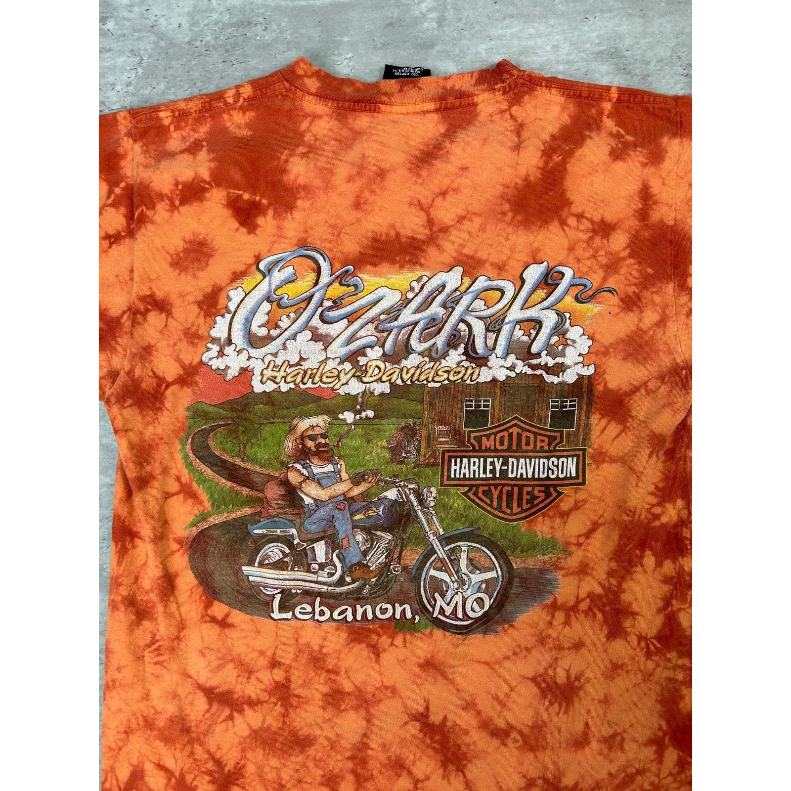 Vintage Harley Davidson Spellpout Graphic Tye-Dye T-Shirt Size Small