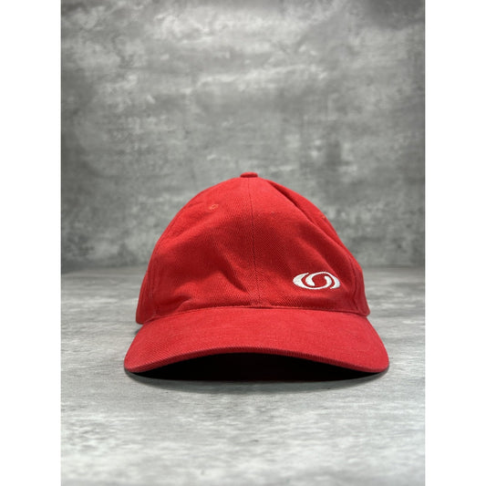 Vintage 2000s Salamon Embroidered Logo Outdoors Strapback Hat OSFA Red